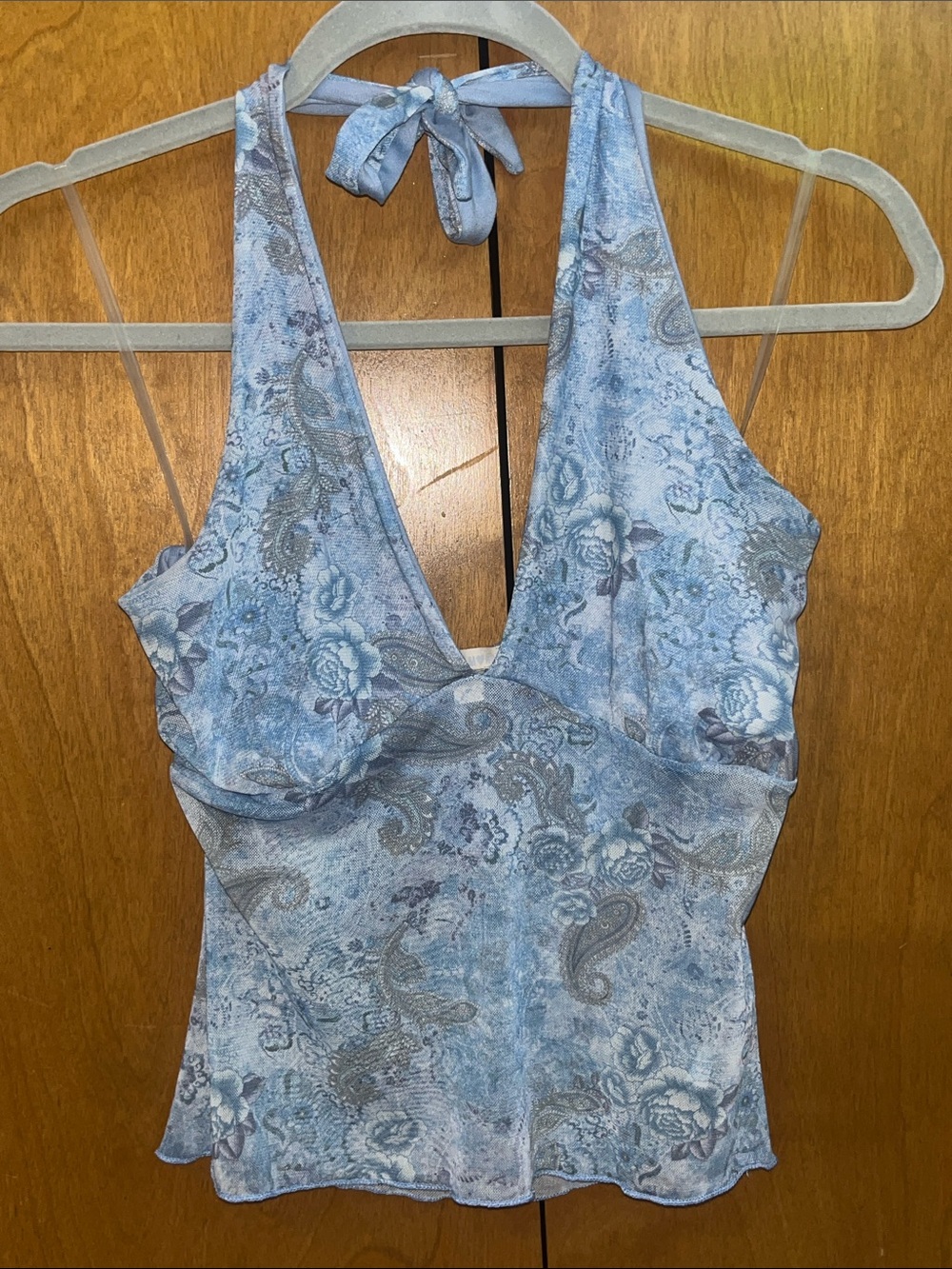 See You Monday | Light Blue Paisley Floral Halter Camisole